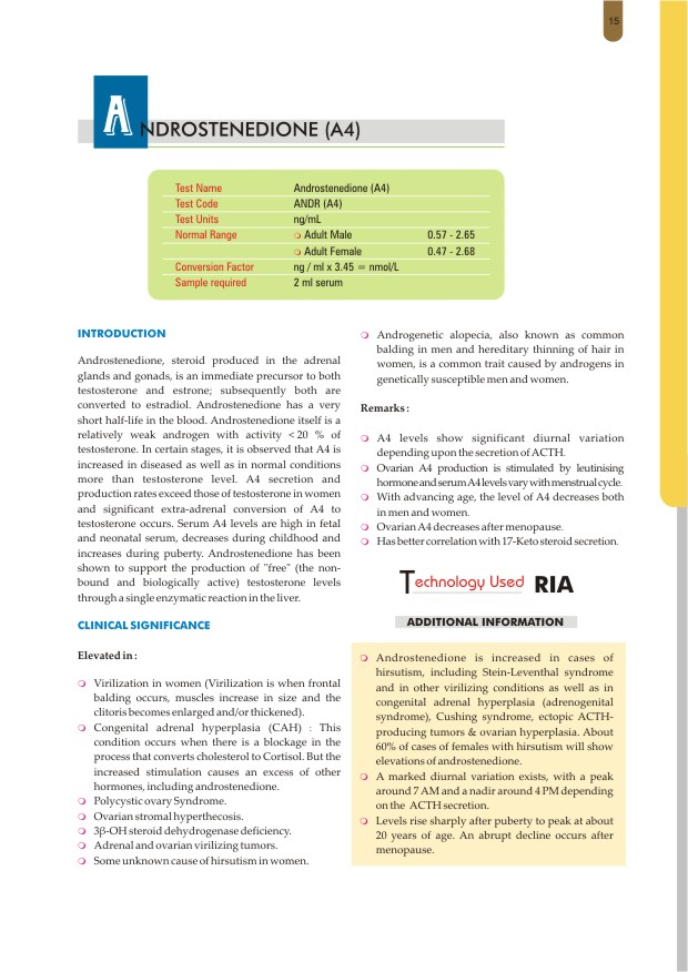 Androstenedione (A4) Test